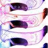 TOODOO 4 Pairs LED Visor Glasses Light up Glasses Futuristic Luminous Rave Glasses 7 Colors 4 Modes for Club Christmas Party